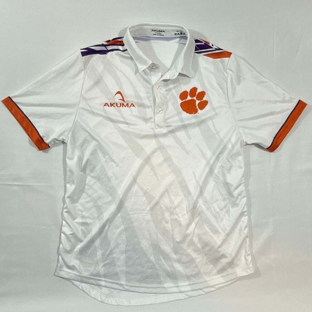 Akuma Clemson Tigers Men's White Athletic Performance Polo Shirt